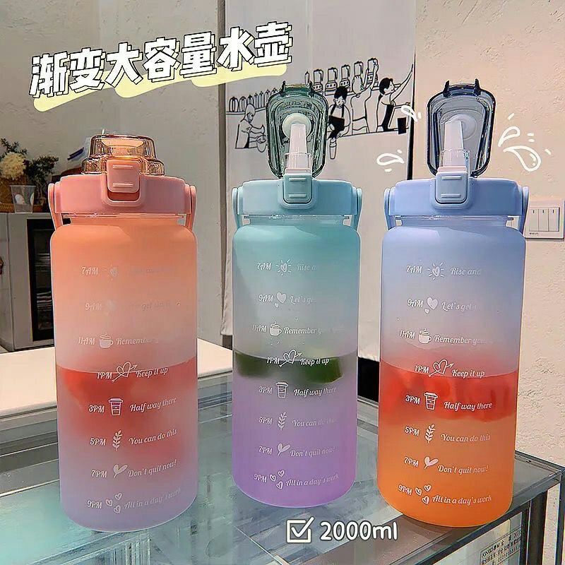 BOTOL MINUM AESTETIC VIRAL DARI KOREA 2D 3D FREE STIKER BOTOL MINUM 2LT