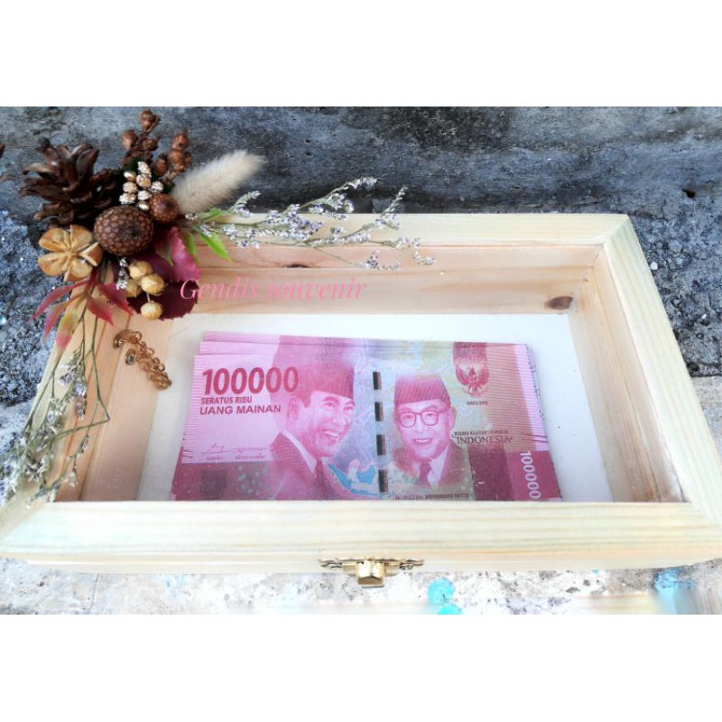 (URB) KOTAK UANG SESERAHAN RUSTIC SUDAH HIAS  - RING BOX KAYU - MAS KAWIN - HANTARAN - SESERAHAN