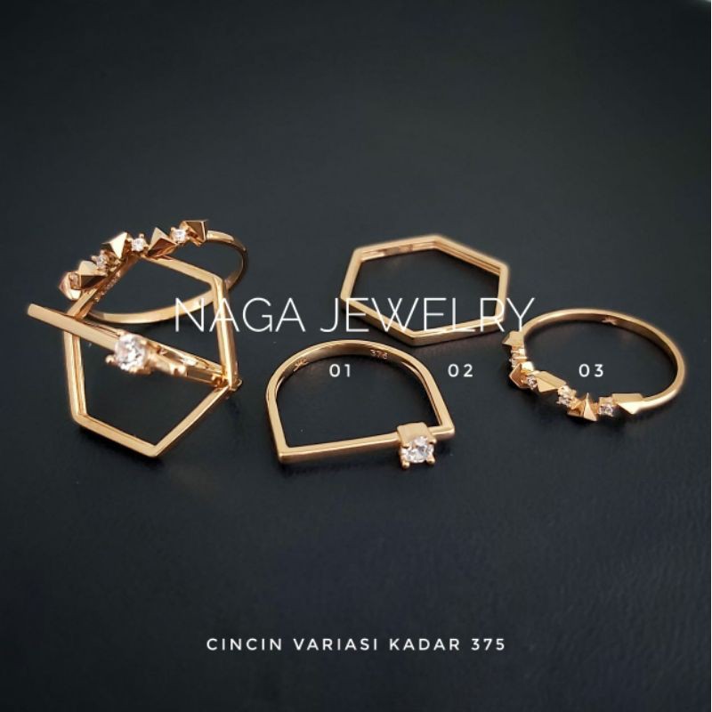 CINCIN KRYSTAL SOLITAIRE MATA EMAS KADAR 375 SIZE 10-11-12-13-14-15