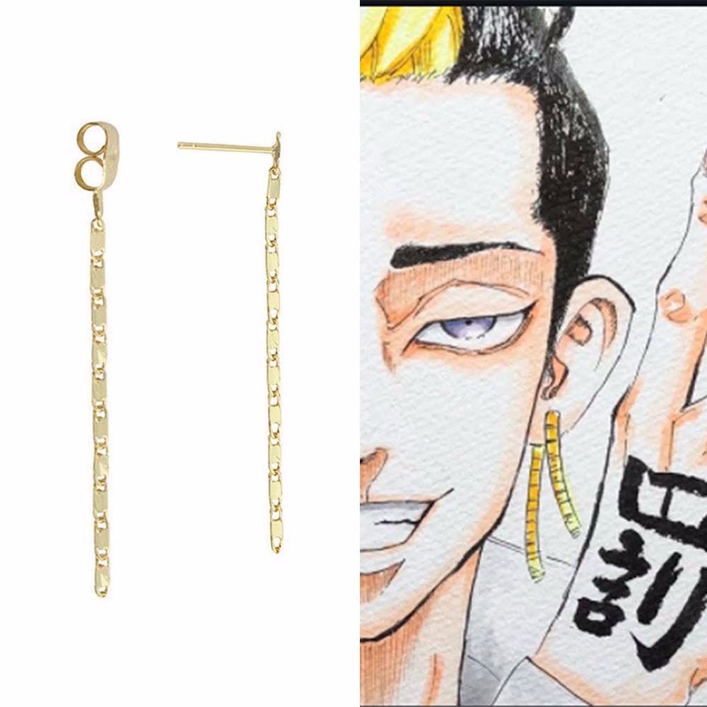 LANFY Anime Dangle Earrings Alloy Ear Drop Tokyo Revengers Hanma Shuji Accessories Cartoon Character Peripheral Earrings Retro Decoration Stud Earrings/Multicolor