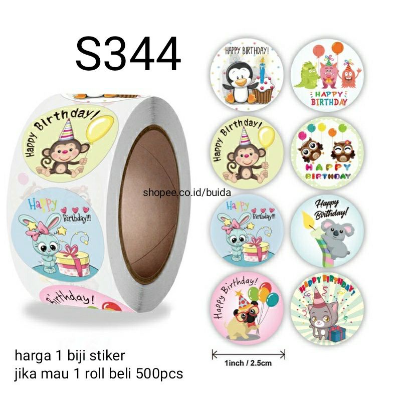 Stiker Sticker Happy Birthday Segel Kemasan Label Ucapan Selamat ulang tahun ultah ulangtahun kado gift box dus hampers dekorasi kartu ucapan hangtag topper kue tart parcel bingkisan souvenir hadiah-S 344