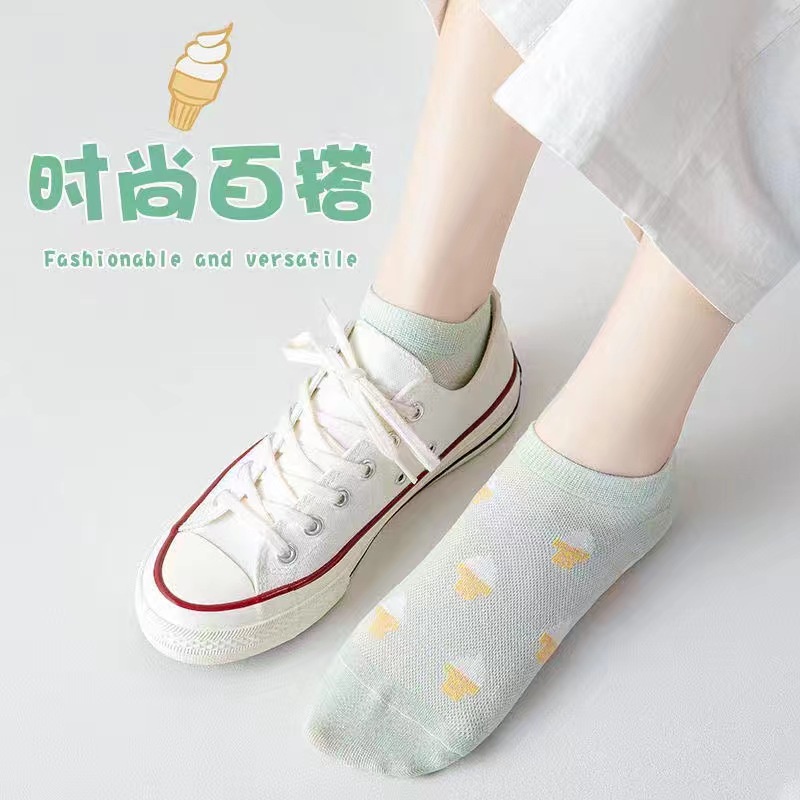 ♫ Megata ♫  A210 Kaos Kaki Wanita Motif Ice Cream Kaoskaki Fashion Korea Women Sock Import