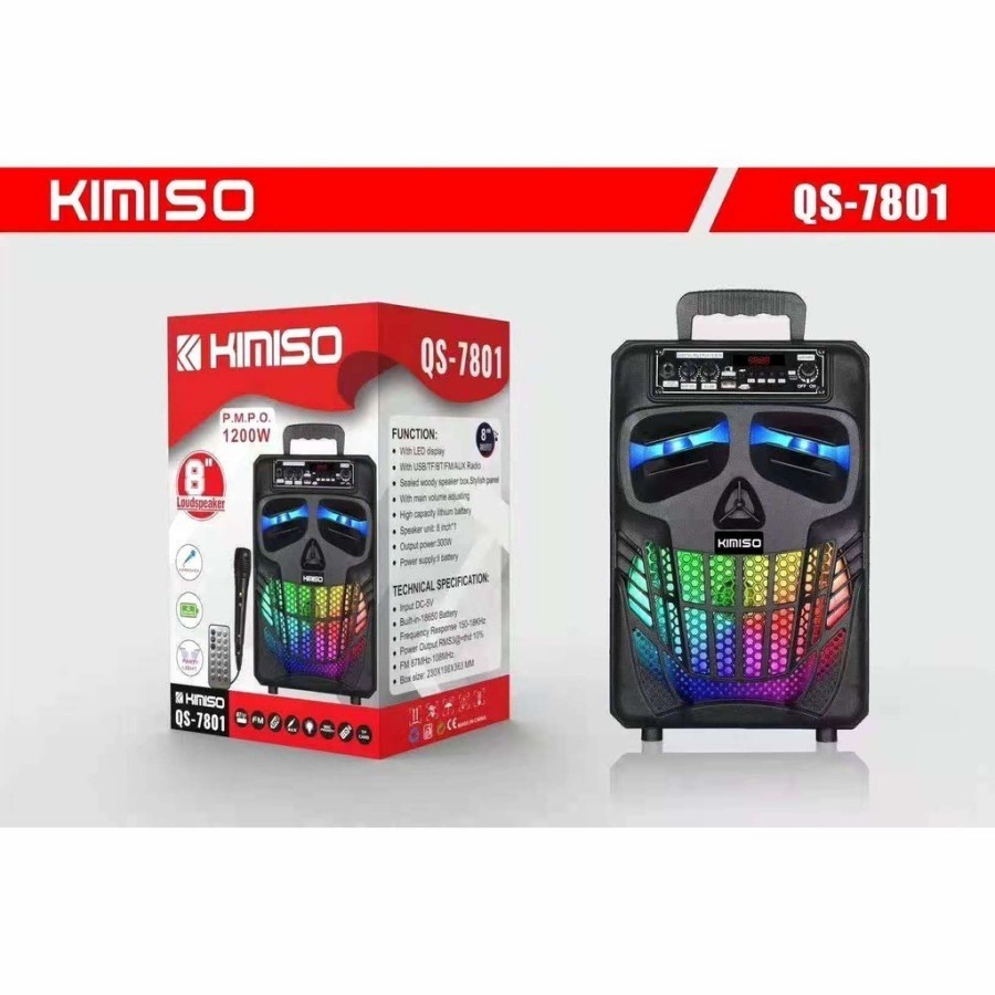 *COD* SPEAKER BLUETOOTH PROTABLE KIMISO 8 INCH QS-7801 LED PLUS MIC KARAOKE