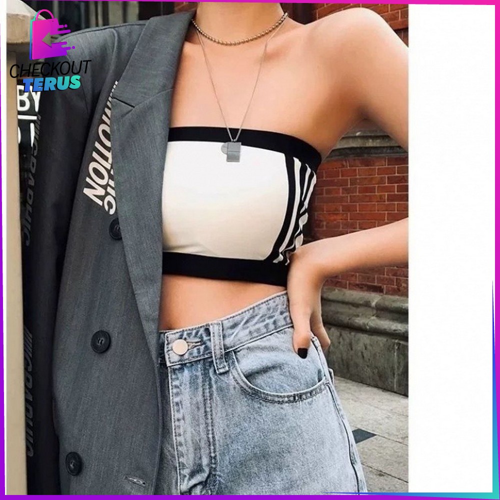 CT P106 Bra Crop Top Kembem Sexy Wanita Tanpa Tali Pakaian Dalam Wanita  Bra Tanpa Kawat Bra Fashion Kembem Korea Style Bra Bahan Halus BH Tanpa Kawat