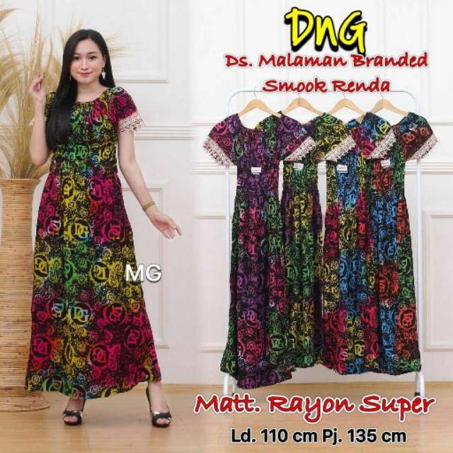 Long dress smoke renda motif DG / daster smoke / daster nyaman pekalongan m9