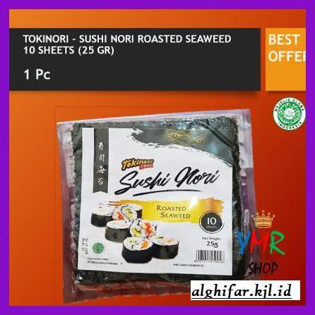 

Makanan-Kering- Tokinori 10 Sheet Yaki Sushi Nori Halal Mui Roasted Seaweed Uk 21X19 -Aneka.
