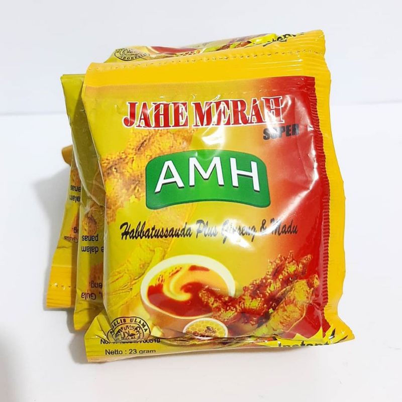 

JAHE MERAH INSTAN SUPER AMH AMANAH 1 RENCENG ISI 12 PCS / MINUMAN JAHE HABBATUSSAUDA AHM AMH