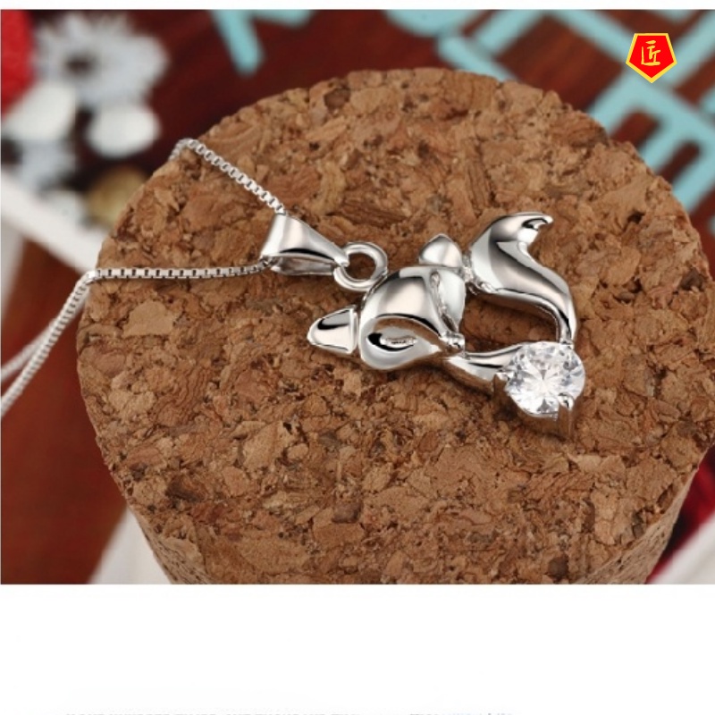 [Ready Stock]Original Silver Jewelry Necklace Female Crystal Fox Pendant Fashion