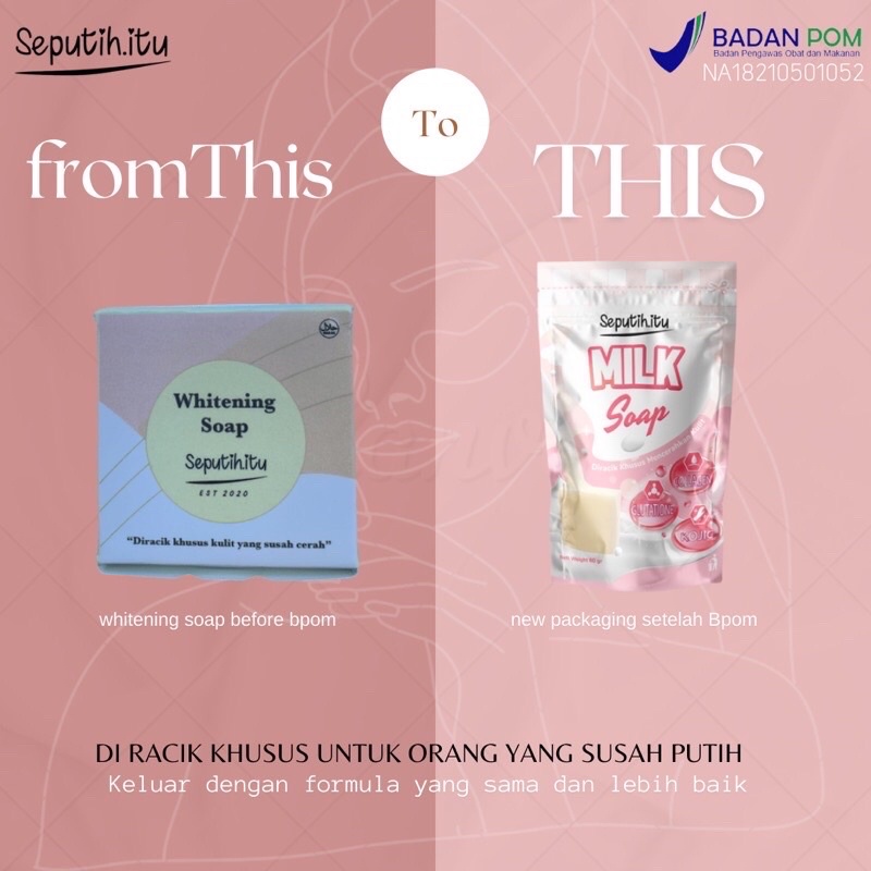 [READY‼️] Seputih Itu Sabun Whitening Milk soap by Seputih.Itu BPOM | Whitening Collagen Soap Glutat