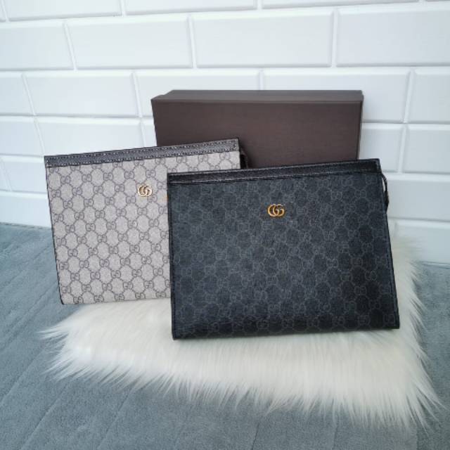 Gucci pochette voyage signature canvas free box / gucci clutch / clutch unisex / clutch pria