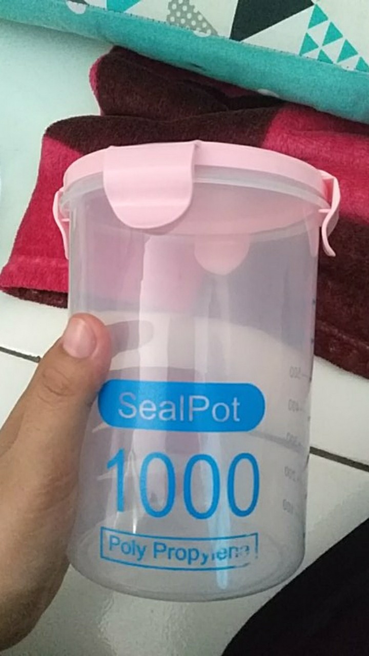 Toples Transparan Plastik Anti Tumpah Murah 1000ml Tempat Penyimpanan Makanan Ringan Alat Dapur