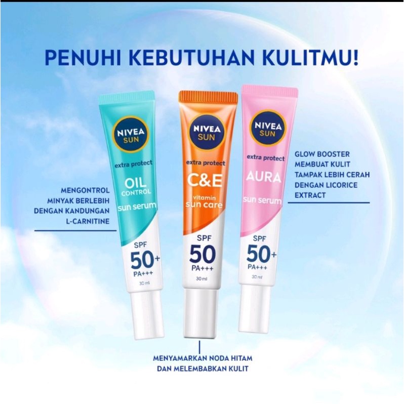 Nivea Sun Face Protection Serum Spf 50+ Pa +++ - Oil Control Serum perlindungan untuk kulit wajah dari sinar UV