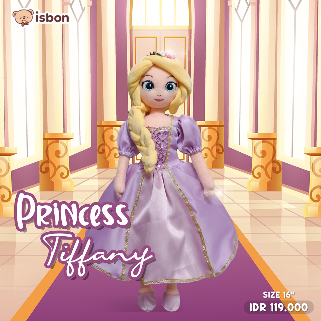 ISTANA BONEKA princess TIFANNY ungu mainan anak perempuan elegan premium purple gown berbi baju bisa di lepas cute plush princes doll