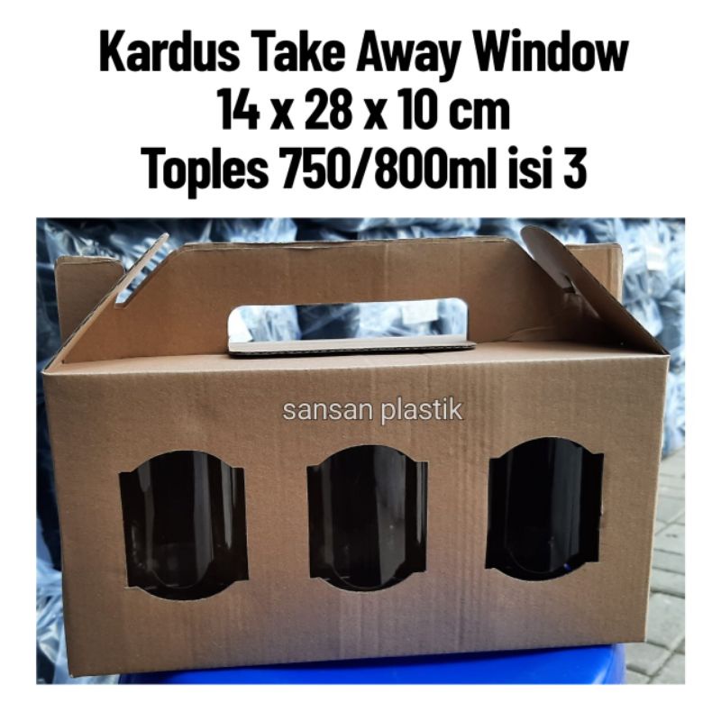 

Kardus Toples 750 ml / 800 ml isi 3 / Kardus Window 14x28x10cm