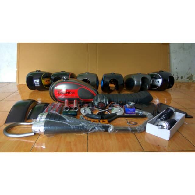Paket japstyle the best tangki triumph warna abu abu list merah