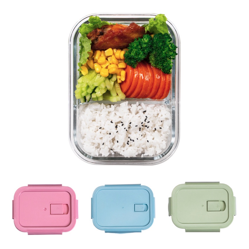 Toples Lunch Box Kotak Tempat Penyimpanan Makan Bahan Kaca Microwave Oven Safe Bersekat