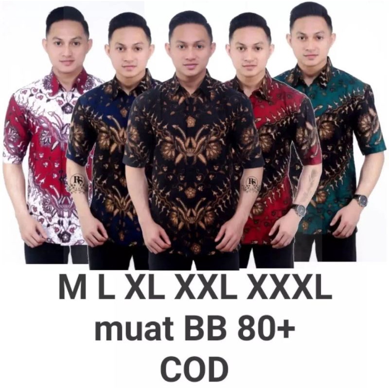 022 Zahira Batik HRB026 Kenongo Hem Kemeja Batik Pria Lengan Pendek  Katun Primis Halus.M L XL