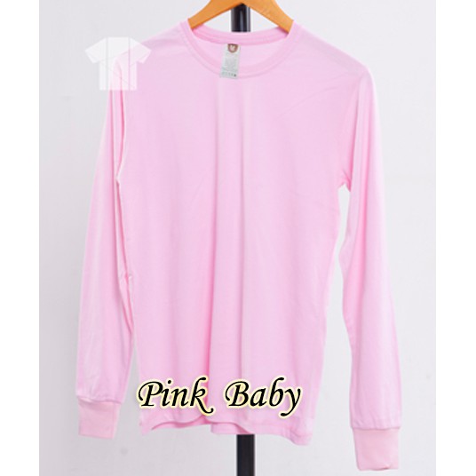  BAJU  KAOS POLOS  PINK BABY LENGAN PANJANG COTTON COMBED  30S  