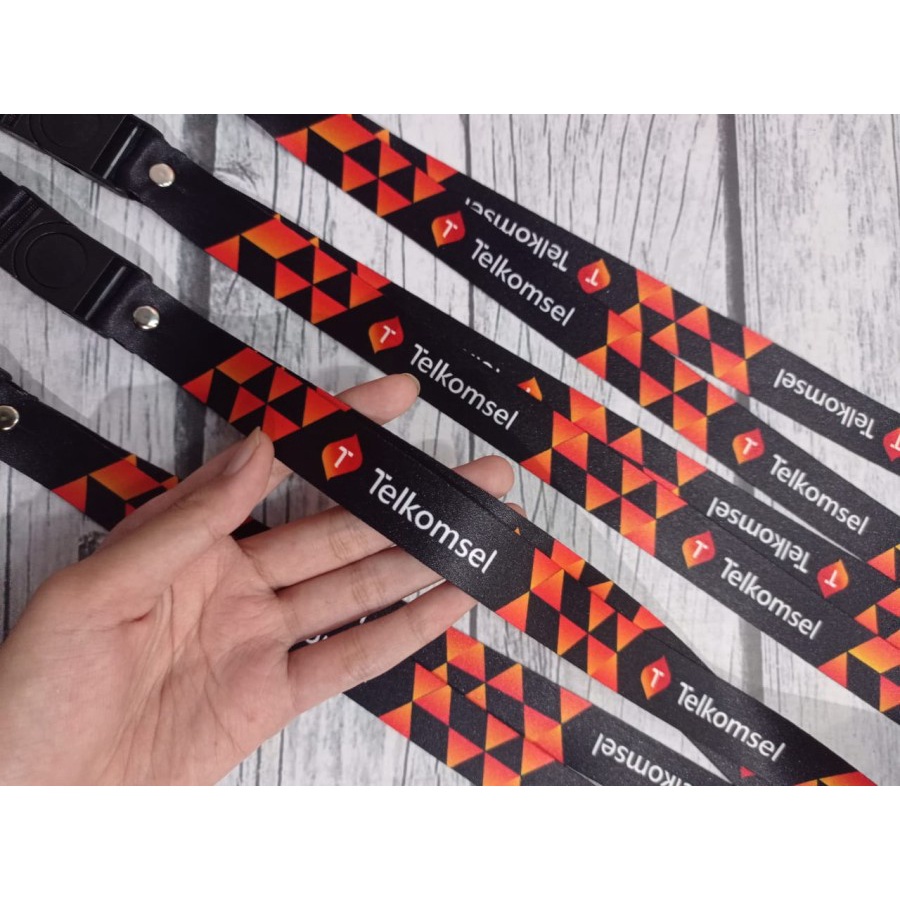 

Lanyard Custom Telkomsel LOGO BARU Full Colour Printing / Lanyard Telkomsel - Orange