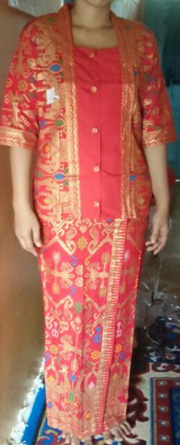 Qnunbatik Sarimbit/couple Batik Rok N Blus Narita Prodo Panjang  Merah