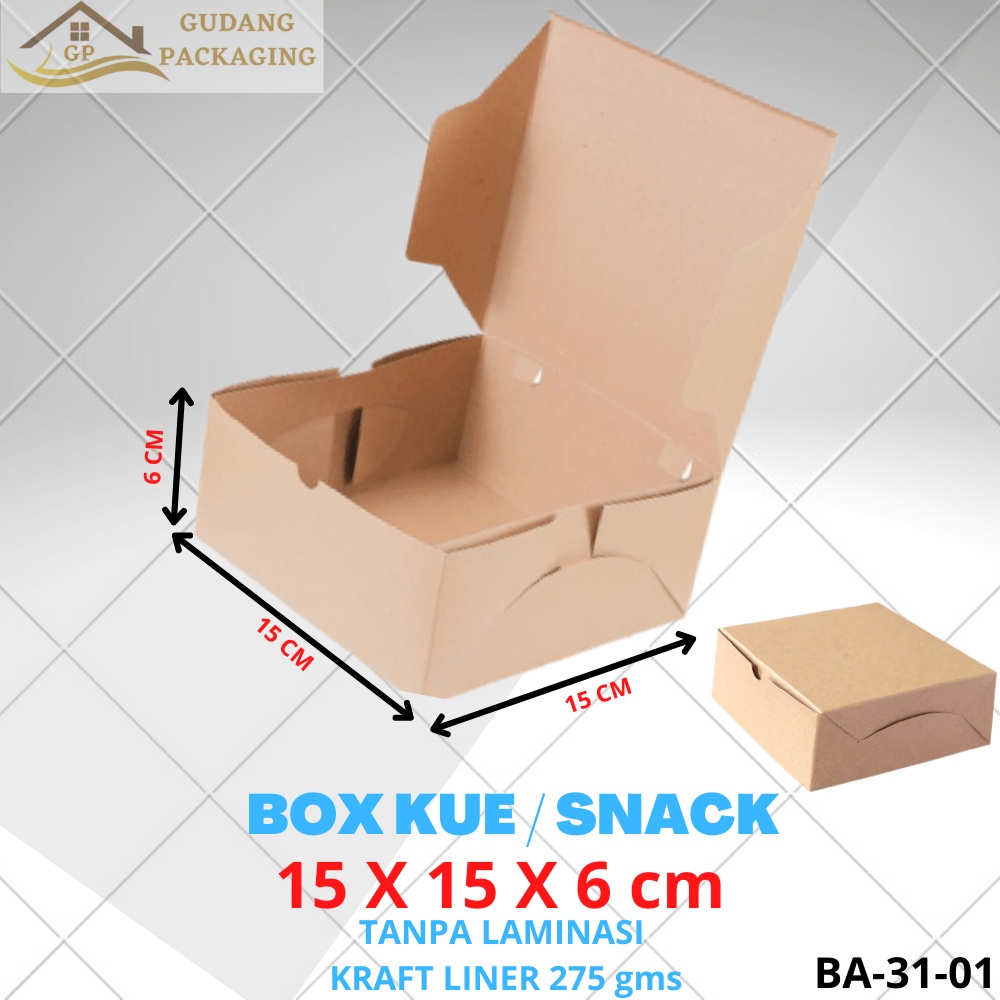 

BOX DUS KARDUS KOTAK MAKANAN NASI ROTI KUE SNACK TEBAL 250gsm 15x15x6 cm FOOD GRADE#BB-31-10