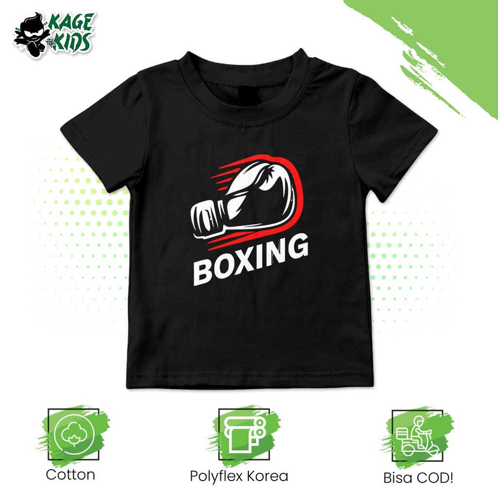 Kaos Distro Anak TINJU BOXING Laki Laki dan Perempuan / Baju Anak Motif Boxing Keren Kekinian