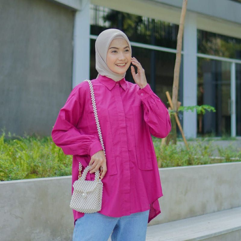 kemeja pocket jazlyn shirt//kemeja katun oversize