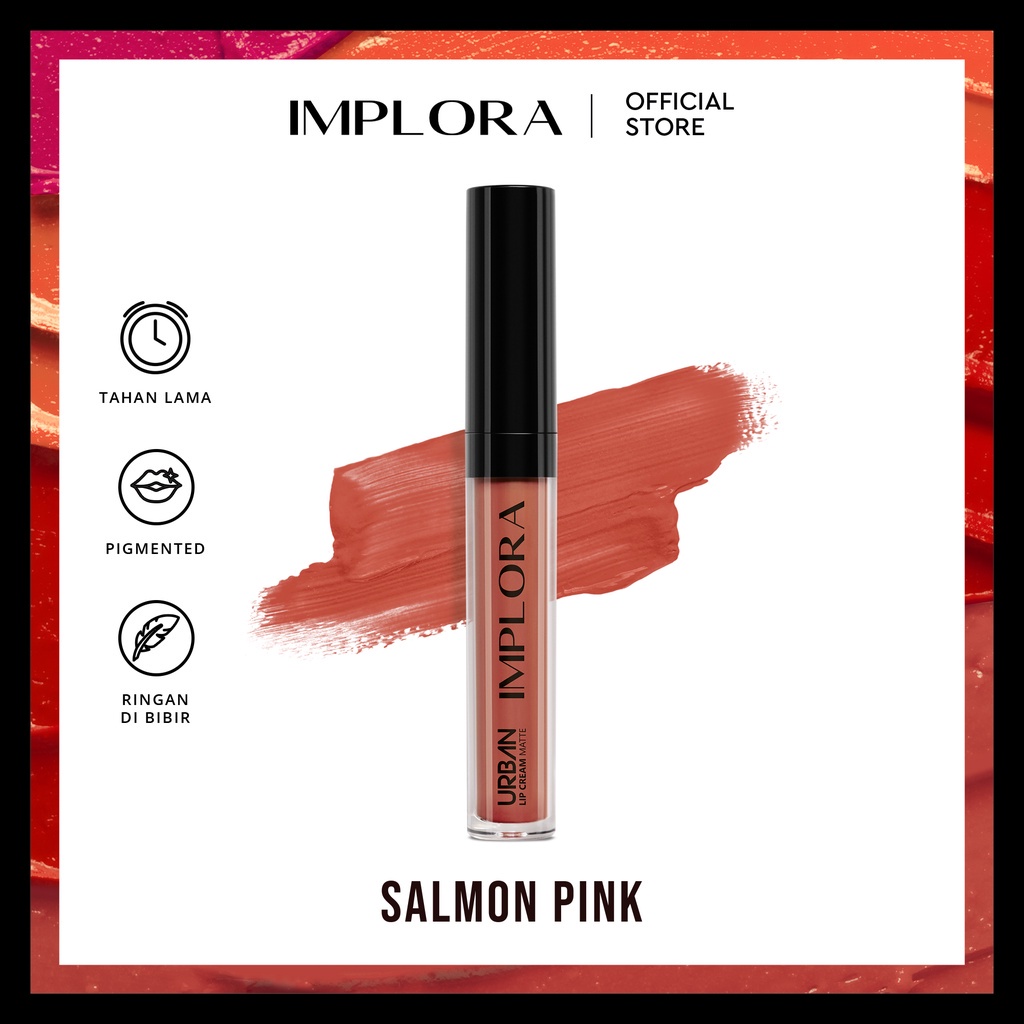 IMPLORA Urban Lip Cream Matte Original BPOM - Best Seller Kosmetik Lipcream Surabaya-15 Salmon Pink