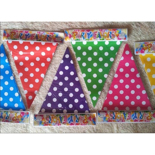 Banner Bunting Polkadot Banners Flag kerucut Ulang tahun Gantungan HBD