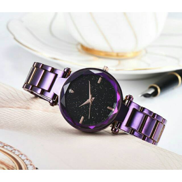 FYGALERYJAKARTA J154 Jam Tangan Rantai Wanita Jam Cewek Analog Stainless Murah-Ungu