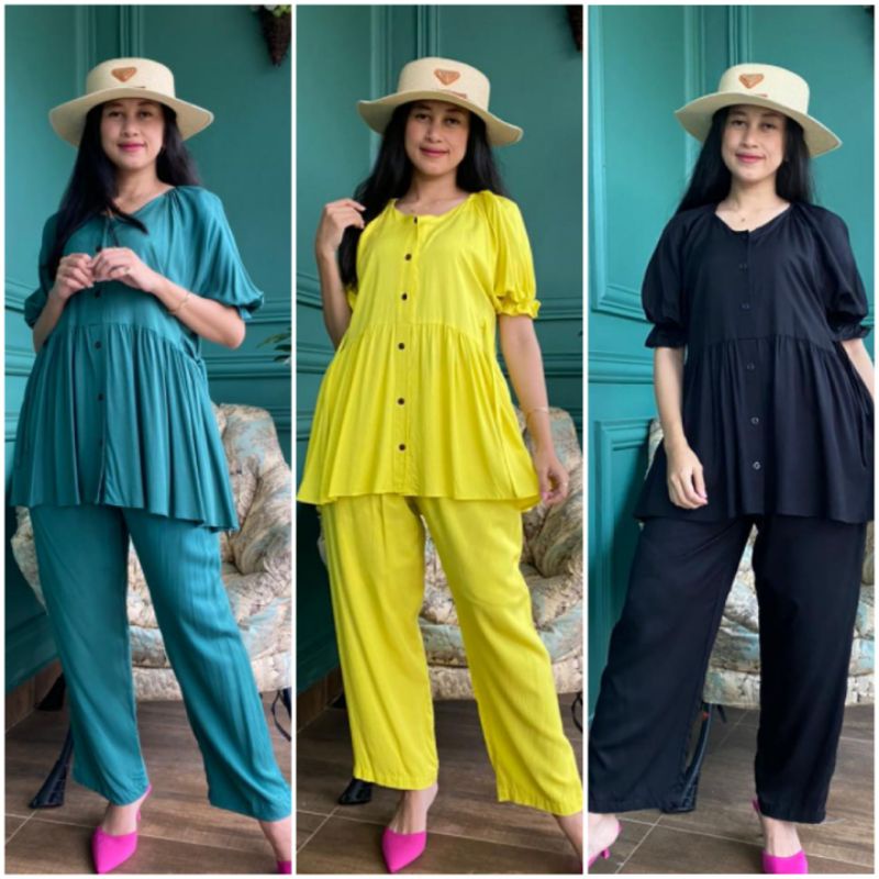 BISA COD TERBARU MORENA SET / MORENA ONESET / SET BAJU HAMIL / SETELAN BABYDOLL RUFFLE / SETCEL RAYO