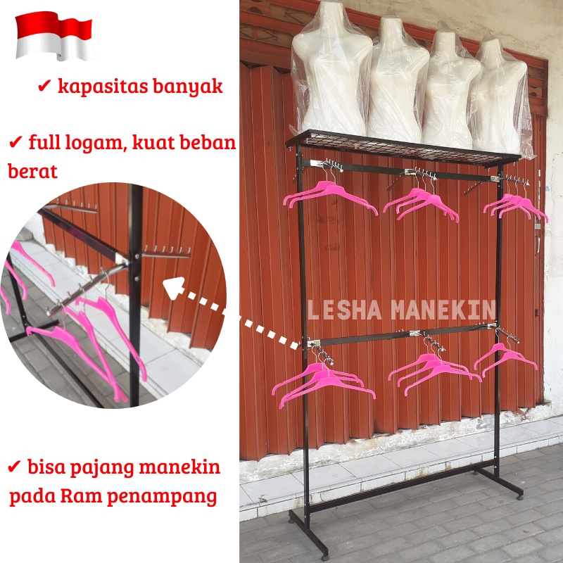 Rak TOKO paket Gawang Baju Ram Susun dan Suling Cantol #RAK