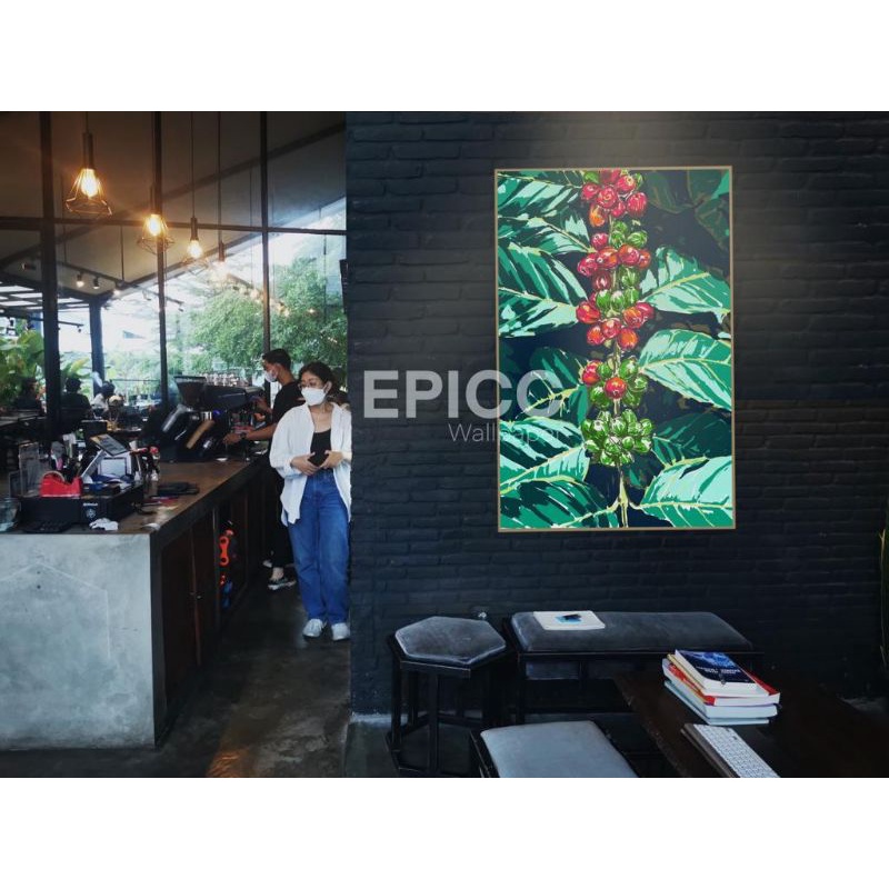 Pajangan Dinding Lukisan Kopi Cafe Resto | Interior Kedai Kopi | Hiasan Dinding Dapur Kopi Estetik M