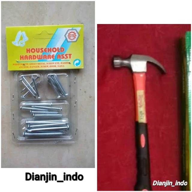 Promo Palu Kambing Claw Hammer 8 Oz Palu Martil Cungkil Paku Gg Fiber Bonus Paku Beton Set