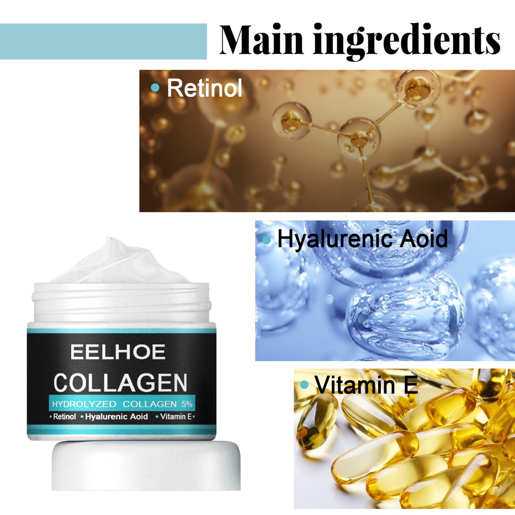 EELHOE Men's Collagen Cream 50Gr - Cream Pemutih Wajah Pria Pelembab Mencerahkan Anti Penuaan Anti Kerut Mengurangi Garis Halus Dan Kantong Mata Perawatan Wajah