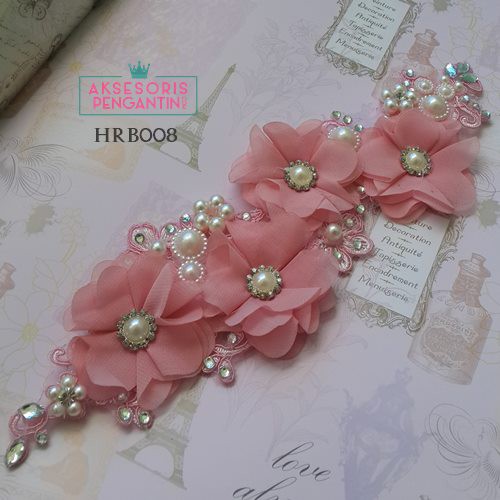 [READY STOCK] HAIRPIECE TIARA AKSESORIS PENGANTIN HEADPIECE WEDDING PINK HRB008