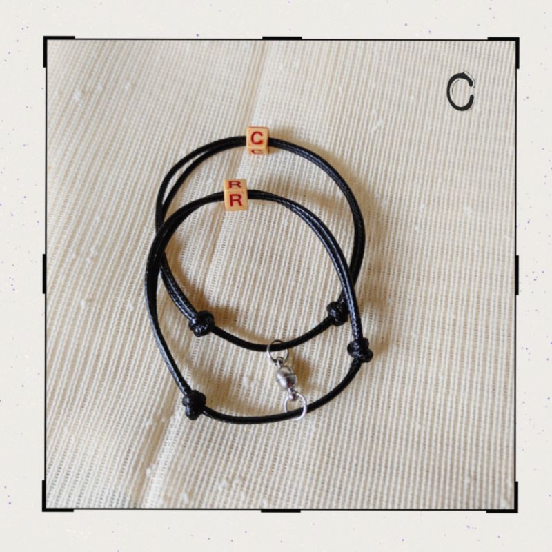 (DAPAT 2 GELANG) Gelang Couple Magnet Besar Tali Waterproof 1,5mm Huruf KOTAK