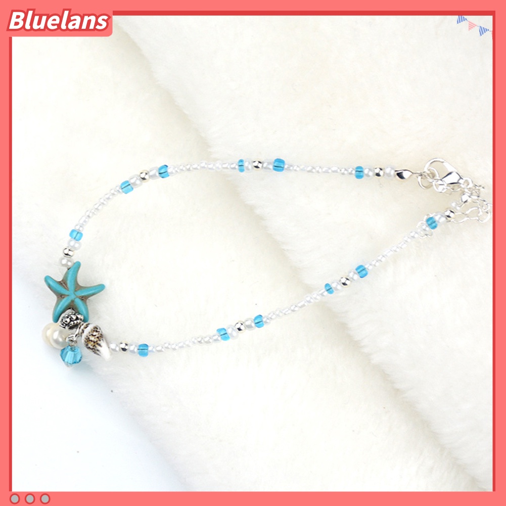 Bluelans Boho Lady Beaded Starfish Charm Barefoot Sandal Foot Chain Anklet Ankle Bracelet