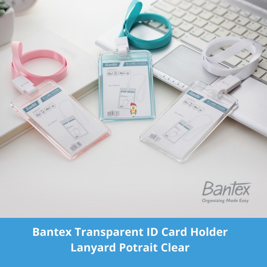 

Bantex Transparent ID Card Holder Lanyard Potrait Clear 8868-08