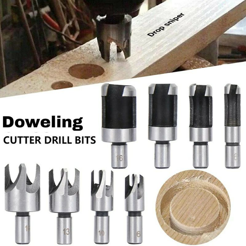 Set 4pcs Mata Bor Dowel Pembuat Pen Lubang Kayu Pocket Hole Plug Wood
