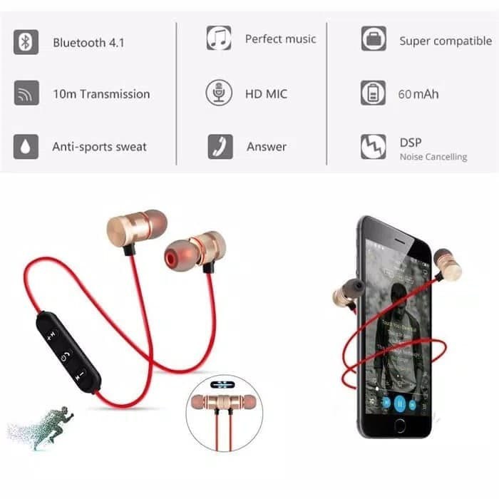 Earphone Handsfree Wireless Bluetooth  Magnetic Sporty