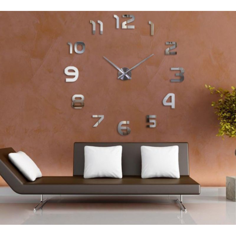 jam dinding 3d big size besar 130cm 80 cm giant wall clock diy full angka blak hitam taffware jnp
