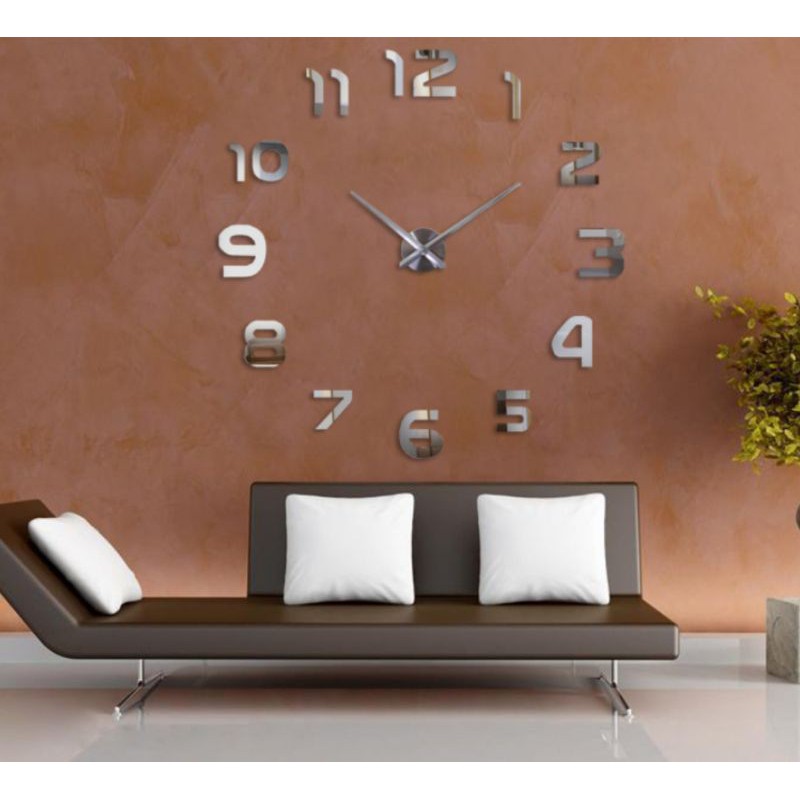 jam dinding 3d big size besar 130cm 80 cm giant wall clock diy full angka blak hitam taffware jnp