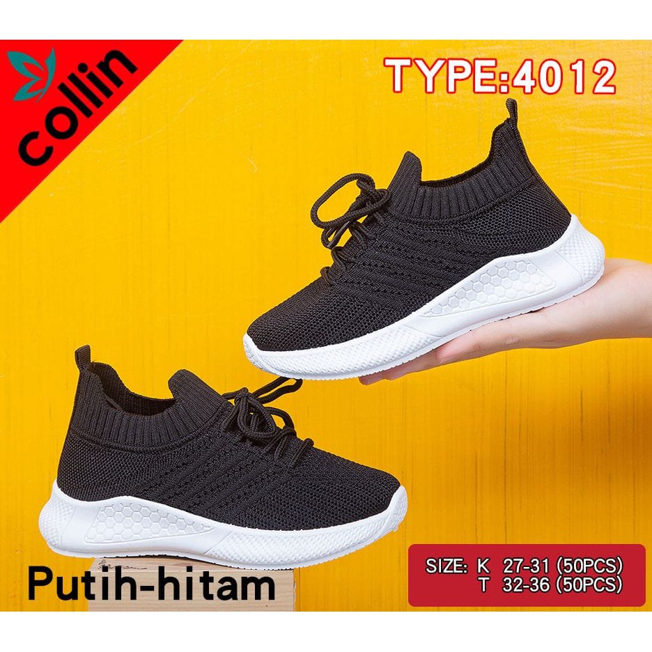Collin Sepatu Rajut Anak Black White 27 - 36