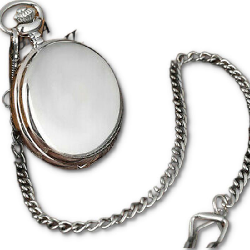  Classic Smooth Vintage Pocket Watch Silver Steel Mens Watch