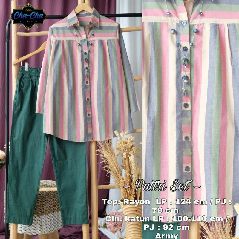 One Set Cewek Besar Oversize / Setelan Wanita Jumbo Premium PUTRRI SET by Chacha Fashion Grosir Solo-3