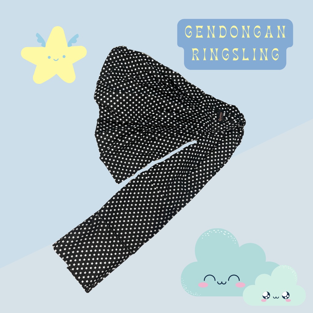 GENDONGAN BAYI RINGSLING / RING SLING ANTI PEGAL STAR BLACK