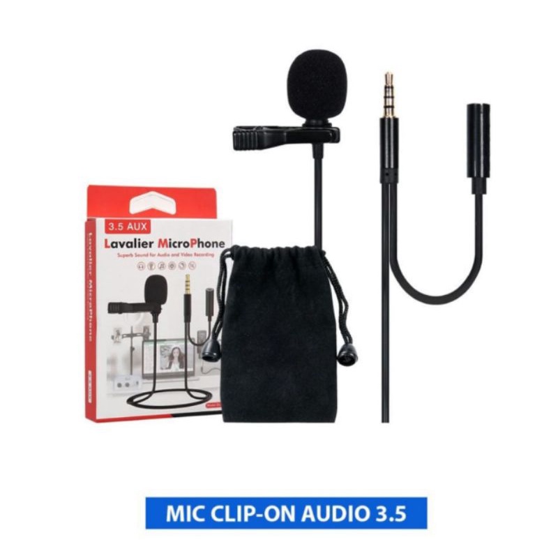 mic clip on lavalier lapel microphon audio 3,5 GL-142 untuk iphon /android pc