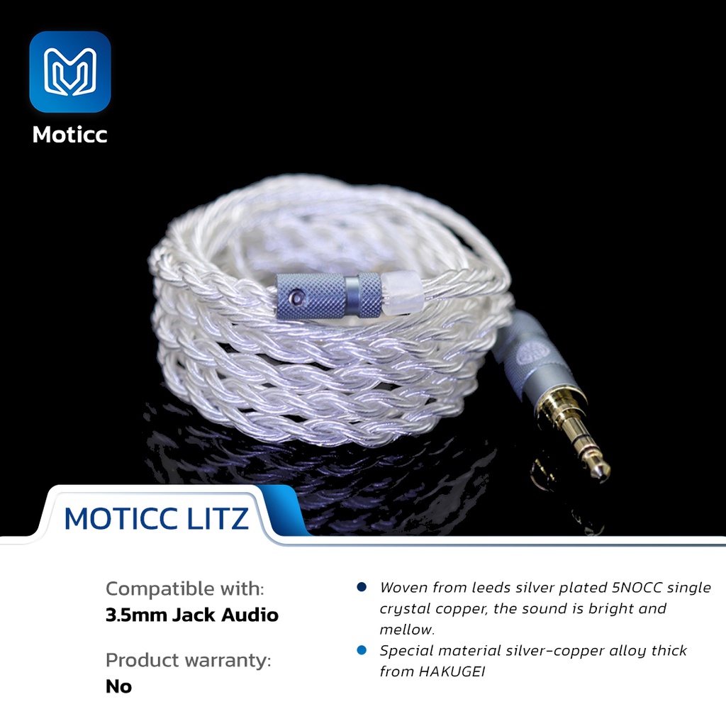 MOTICC x HAKUGEI Upgrade Cable Ultra Pure Crystal Litz Silver Plated