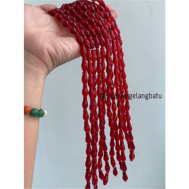 manik ujung kepala tasbih GUCI MERAH muda aksesoris kalung gelang 8mm